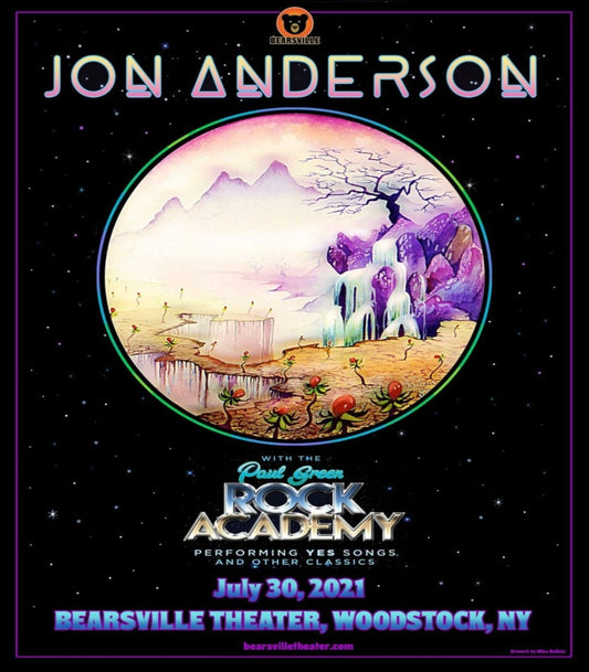 SIGNED Jon Anderson & Paul Green Rock Academy Show July 30 Poster Signed by Artist Mike Dubois